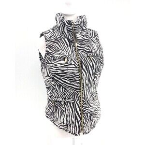 Michael Kors Packable Brown White Zebra Zip Up Lightweight Puffer Vest Size M